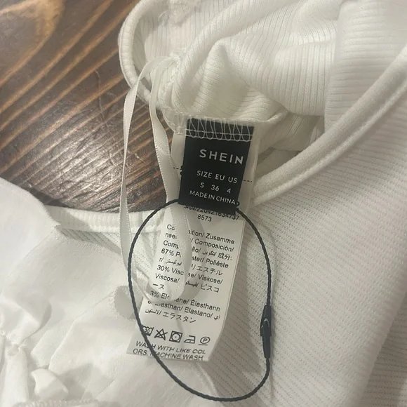 Shein Women’s White Ruffled One-Shoulder Crop Top S - Picture 5 of 5